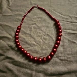 Vintage Burgundy Imitation Beaded Necklace